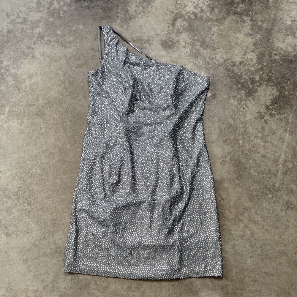 Sophia Thomas Dress Womens Size 8‎ Beaded Evening Silver One Shoulder